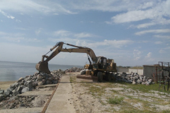 Construction of a stone slope at the Ochakivska PDS bank protection.