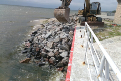 Construction of a stone slope at the Ochakivska PDS bank protection.