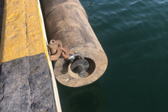 Installation of mooring cranes.