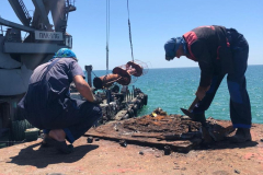 Repair of bases and replacement of Column-type towers of luminous navigation signs (Western and Eastern) at the edges of the breakwaters of Pivdennyi settlement - 2020.