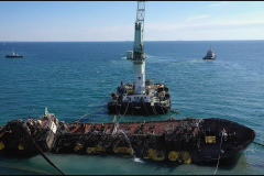 Operation to lift the sunken ship DELFI, Odesa, 2020.