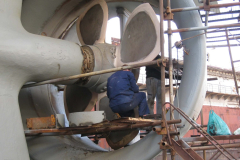 Repair of the propeller and rudder complex.